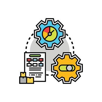 Ordered setup process concept with gears document multistyle vector