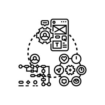 Interactive app designer developing user interface experience. design vector