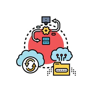 Online database cloud computing network technology concepts concept vector