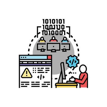 Debugging success concept software development range process multistyle vector