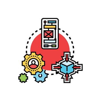 codificación espacio de trabajo desarrollando móvil solicitud solución ilustración vector