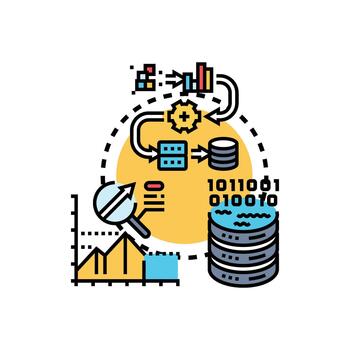 Big picture concept visualizing data analysis pack processing vector