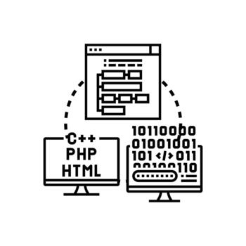 Programming language developing coding software series concept vector
