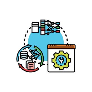 máquina aprendizaje empresa proceso con datos. analizando vector