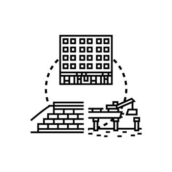 City construction. process building progress development vector