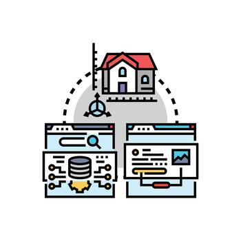Automatic schema builder forming database models stylized vector
