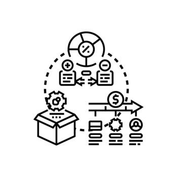 Programming workflow representing development, coding, minimal and optimization process vector