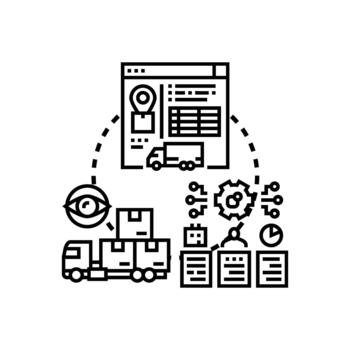 Supply range chain training modules optimizing logistics process vector