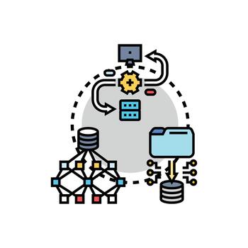 base de datos variaciones red concepto ilustrando datos almacenamiento Procesando conexión vector