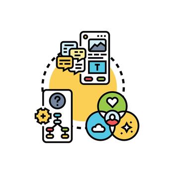 usuario experiencia diseñador creando interfaz multiestilo optimizando usabilidad vector