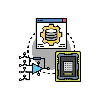 Computer system hardware developing processing digital concepts technology vector