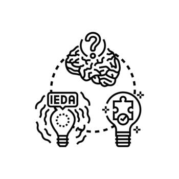 Developing bright idea finding solution concept variations vector
