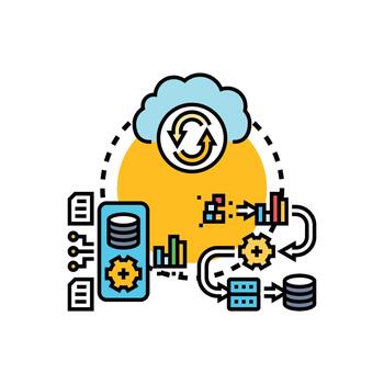 Interconnected multistyle data infrastructure information processing concept vector