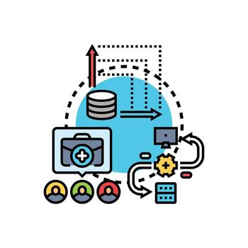 Data submission process, transmitting information, processing. documents vector