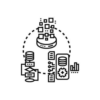 Cloud data processing technology system. computing concept vector