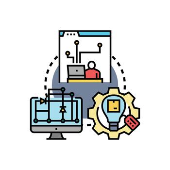 Programming process concept flat illustration. vector