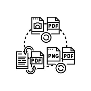 digital documento. conversión proceso mudado archivo formatos vector
