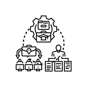 Interactive team based task management process types vector