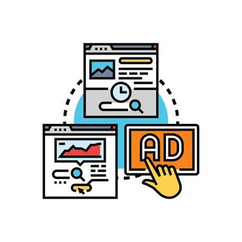 Digital advertisement click efficiency forms optimization process concept vector