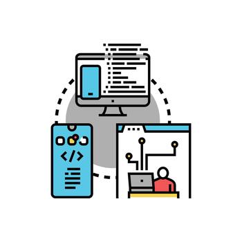 App design coding. and engineering development process vector