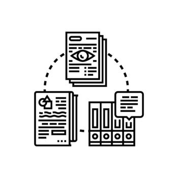 documentando información proceso fluir datos análisis. vector