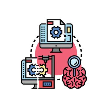 Visualizing concept rendering series process using design. technology vector