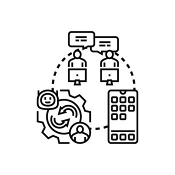 formas inalámbrico controlar concepto trabajo en equipo desarrollando. ideas vector