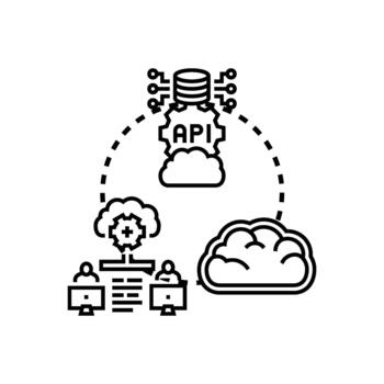 Cloud connectivity api integration styleset software deployment vector