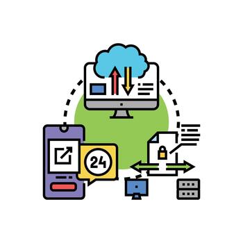 mínimo. rango transmitiendo digital archivos datos nube informática vector