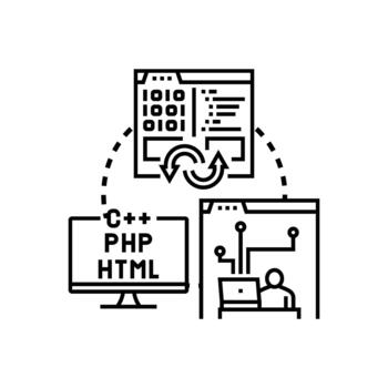 New programming language development coding modern process vector