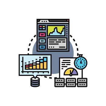 Performance metrics visualization data. analysis concept vector