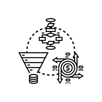 User flow visualization outlining conversion optimization. process vector