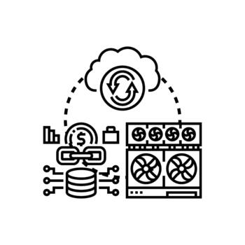 datos centrar administración operando seguro nube informática. vector