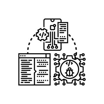 Automated software testing process variations developing digital technology vector