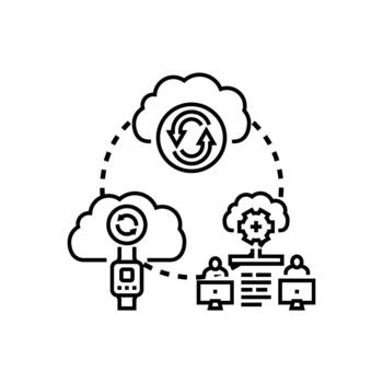 Cloud data synchronization processing between devices concept series vector
