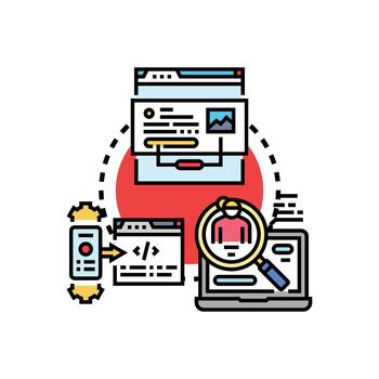 ligero web aplicación desarrollando optimizando proceso simplificado icono vector