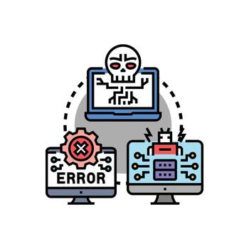 stylized Digital cyberattacks causing data error system hacking vector