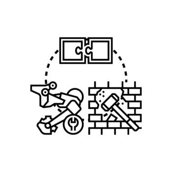 Disassembling mechanical styles forms system problem solving concept vector