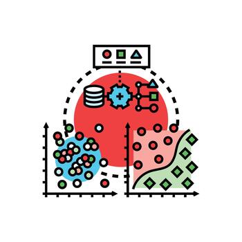 máquina aprendizaje tutorial limpiar concepto ilustración con datos análisis vector