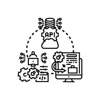 empresa plataforma integración conectando nube api software paquete múltiple desarrollo vector