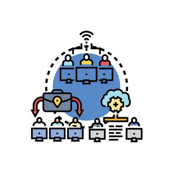 equipo código sincronizar para colaborativo rango software desarrollo vector