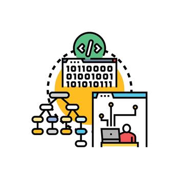 antiguo colegio software programación conjunto de estilos idioma desarrollando concepto vector