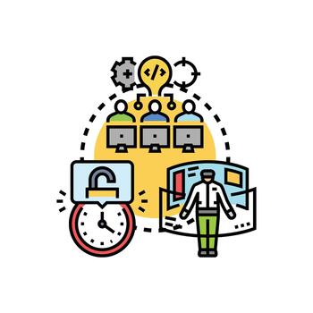 hackathon estudiante desarrollando soluciones y codificación programas vector