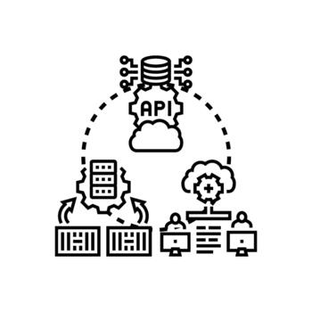 Orbital infrastructure systems developing global cloud data network. vector