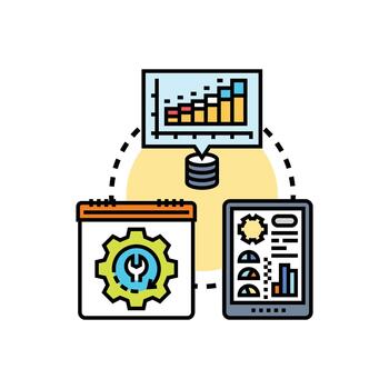 Event record analytics visualizing data. management process vector
