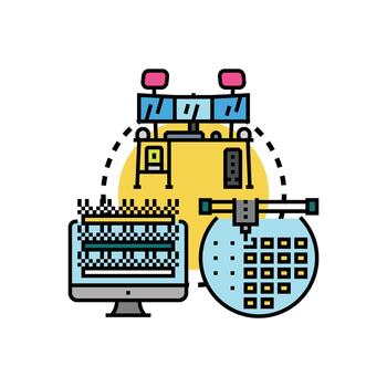 Computer system hardware technology developing. digital components vector