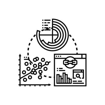 Analytics prediction concept with data visualization developing strategy variants vector