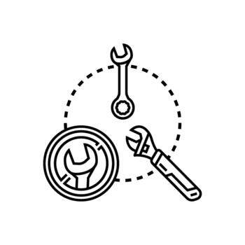 Software development programming tool concept set with wrenches stylized vector