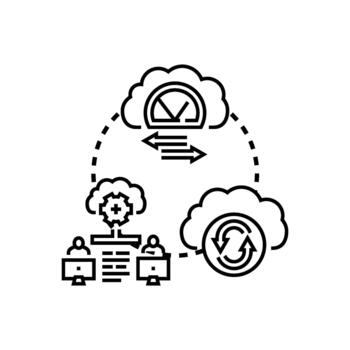 Cloud computing concepts physics process data multipack server network vector