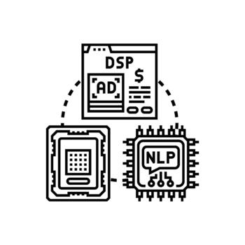 Computer processor variants chip digital data processing concept vector